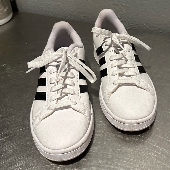 adidas Other - Adidas Mens Grand Court Tennis White Black Strips Sneakers Size 8.5